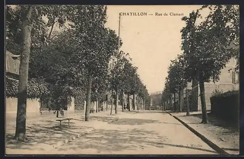AK Châtillon, Rue de Clamart avec ses arbres alignés et trottoirs ombragés