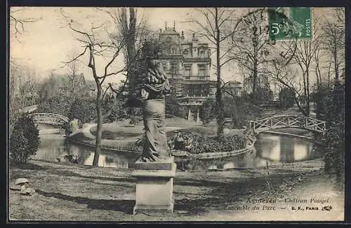 AK Asnières, Château Pouget, l`ensemble du parc