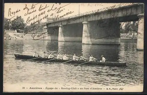 AK Asnières, Équipe du Rowing-Club au Pont d`Asnières