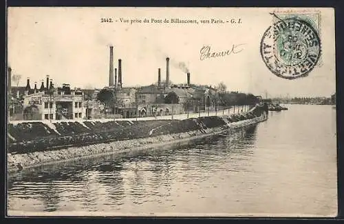 AK Boulogne-Billancourt, Vue prise du Pont de Billancourt, vers Paris