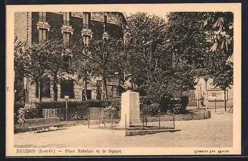AK Meudon /S.-et-O., Place Rabelais et le Square