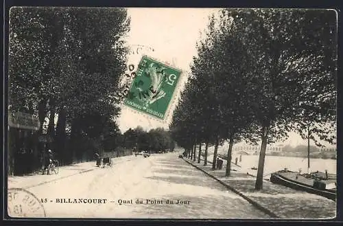 AK Billancourt, Quai du Point du Jour avec arbres et rivière adjacente