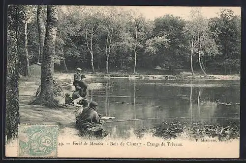 AK Forêt de Meudon, Bois de Clamart, Étangs de Trivaux, pêcheurs au bord de l`étang