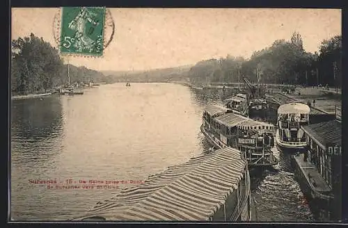 AK Suresnes, La Seine prise du Pont de Suresnes vers St Cloud