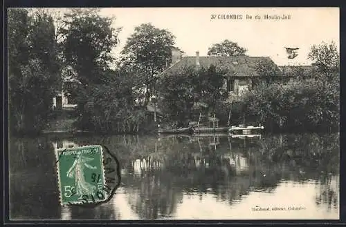 AK Colombes, Île du Moulin-Joli et vue sur la rivière paisible