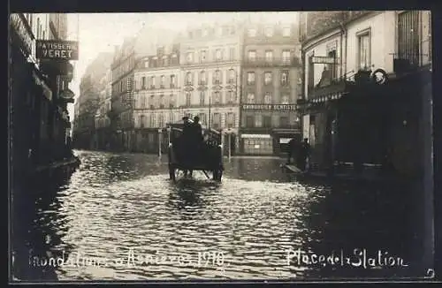AK Paris, Inondation de Janvier 1910, Place de la Station