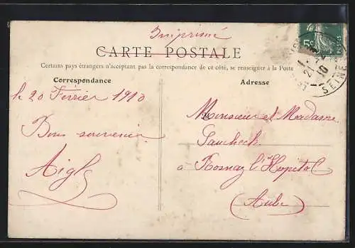 AK Levallois-Perret, La Rue de Courcelles inondée en janvier 1910