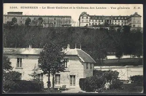 AK Suresnes, Le Mont-Valérien et le Château des Landes, Vue générale