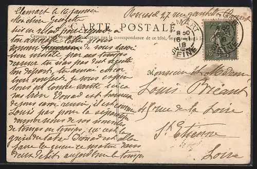 AK Clamart, Porte de Fleury avec des passants dans l`entrée ancienne