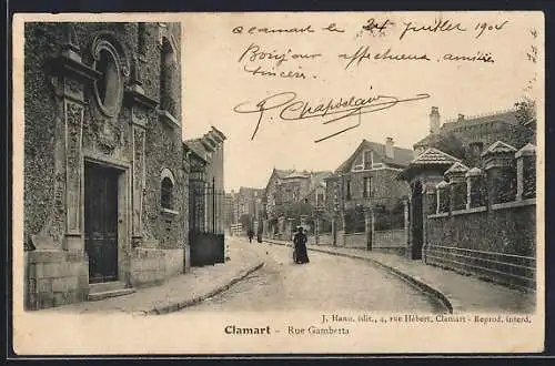 AK Clamart, Rue Gambetta avec passants et architecture urbaine
