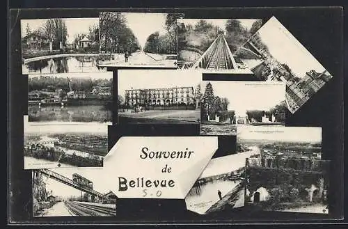 AK Bellevue, Souvenir de Bellevue avec vues multiples et paysages environnants