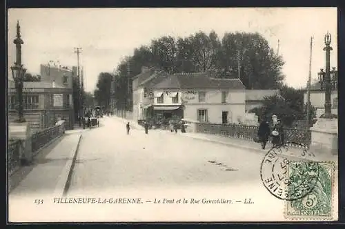 AK Villeneuve-la-Garenne, Le Pont et la Rue Genetvillers