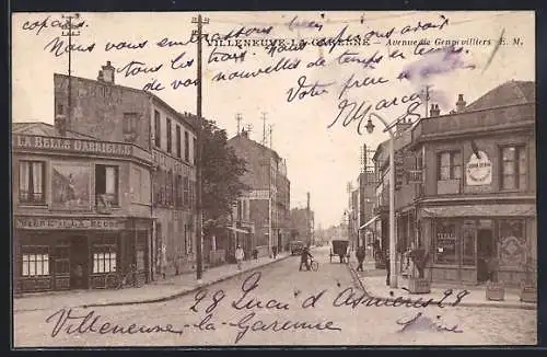 AK Villeneuve-la-Garenne, Avenue de Gennevilliers animée avec piétons et cyclistes