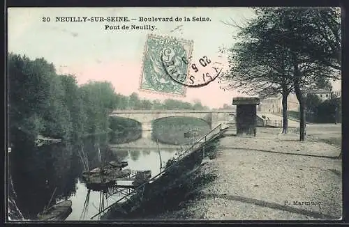 AK Neuilly-sur-Seine, Boulevard de la Seine et Pont de Neuilly