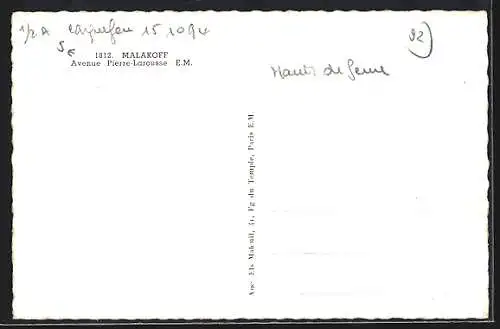 AK Malakoff, Avenue Pierre-Larousse avec café et boutiques