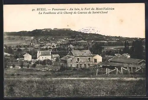 AK Rueil, Panorama, Au loin, le Fort du Mont-Valérien, La Fouilleuse et le Champ de Courses de Saint-Cloud