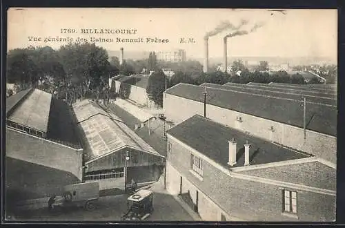 AK Billancourt, Vue générale des Usines Renault Frères