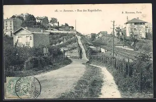 AK Suresnes, Rue des Raguidelles et voie ferrée adjacente
