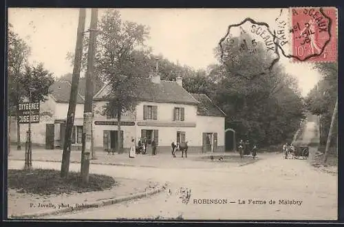 AK Robinson, La Ferme de Malabry avec des passants devant le bâtiment