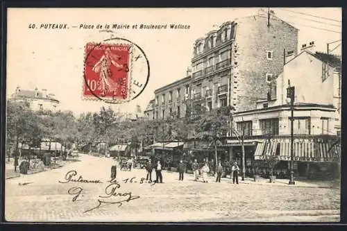 AK Puteaux, Place de la Mairie et Boulevard Wallace