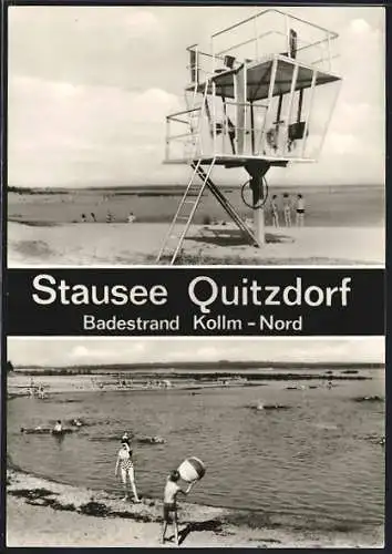 AK Quitzdorf, Stausee mit Aussichtsturm, Badestrand Kollm-Nord