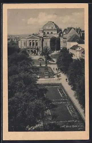 AK Halle /Saale, Am Stadttheater
