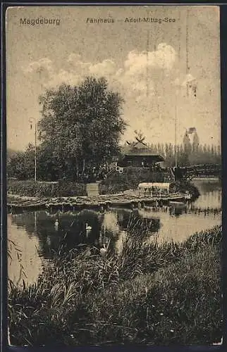 AK Magdeburg, Cafe Fährhaus am Adolf-Mittag-See