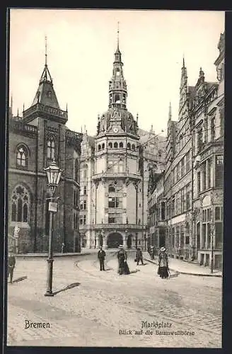 AK Bremen, Marktplatz mit Blick auf die Baumwollbörse