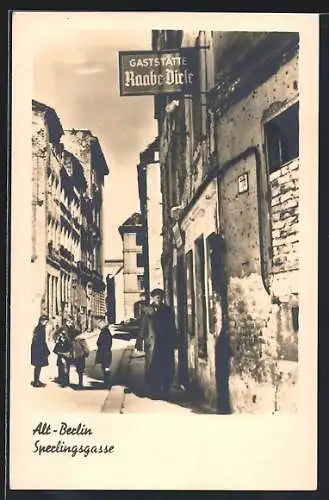 AK Berlin, Sperlingsgasse mit Gasthaus Raabe-Diele