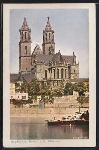 AK Magdeburg, Dom von der Elbe aus