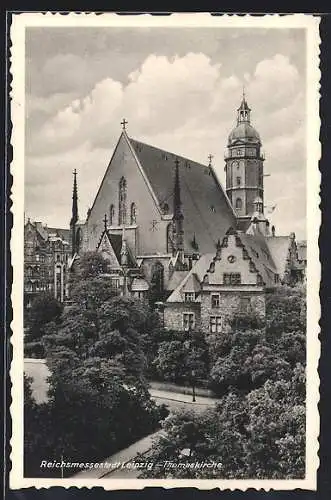 AK Leipzig, Strassenpartie mit Thomaskirche