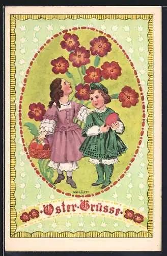 Künstler-AK Wilhelm List: Mädchen mit Blumen