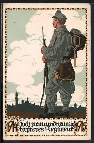 Künstler-AK Zu Gunsten der Witwen und Waisen der Gefallenen d. Regiments Nr.99