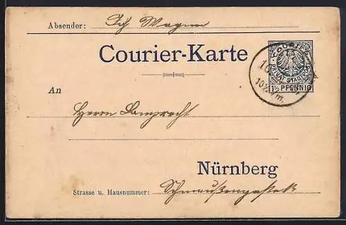 AK Nürnberg, Ganzsache der Privaten Stadtpost