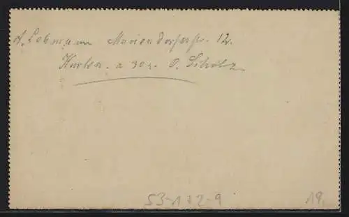 Vorläufer-AK Berlin, 1892, Ganzsache der Privaten Stadtpost mit Stempel