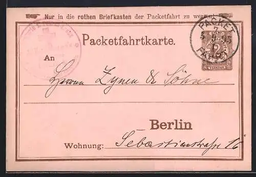 Vorläufer-AK Berlin, 1895, Packetfahrtkarte, Ganzsache der Privaten Stadtpost