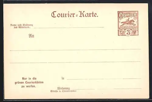 AK Barmen-Elberfeld, Courier-Karte, Ganzsache der Privaten Stadtpost