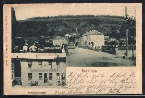 AK Rosslingen, Restaurant Greff mit Strassenpartie