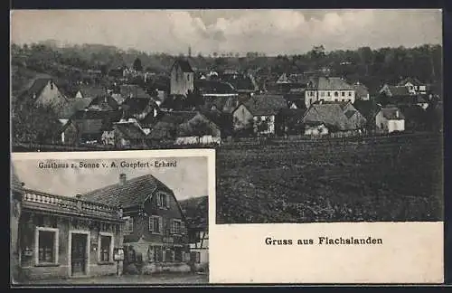 AK Flachslanden, Gasthaus zur Sonne, Bes. A. Goepfert-Erhard, Totalansicht