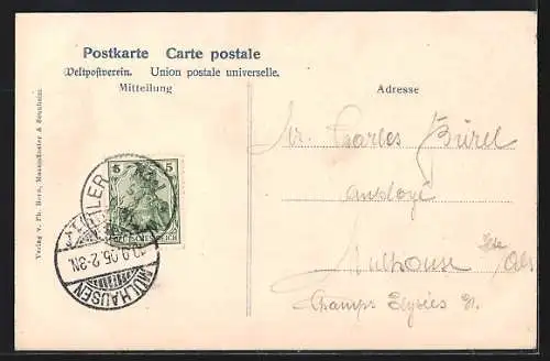 AK Wattweiler, Restaurant zur Jagd, Bes. Eug. Bader, Sebastianbrunnen