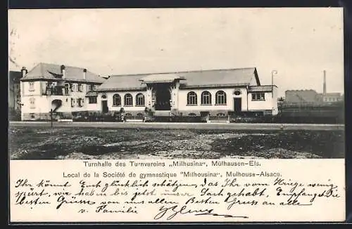 AK Mülhausen /Els., Blick auf die Turnhalle des Turnvereins