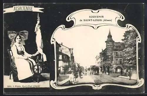 AK Saint-Louis /Alsace, Alsacienne, Habana Haus, Strassenbahn
