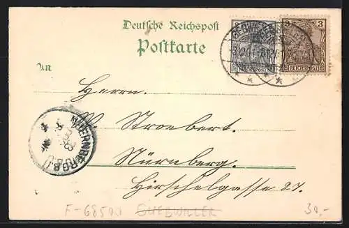 Lithographie Gebweiler, Liebfrauenkirche, Dominikanerkloster und Leodegariuskirche