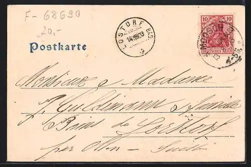 AK Moosch, Restaurant zur Post, Bes. J. Müller, Totalansicht