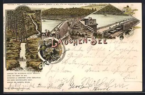 Lithographie Gebweiler, Lauchen-See, Blick auf die Staumauer