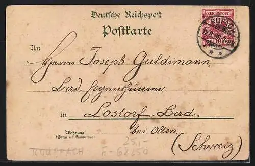 Lithographie Rufach i. E., Schloss Isenburg, Arbogast Kirche, Kaiserl. Landw. Schule