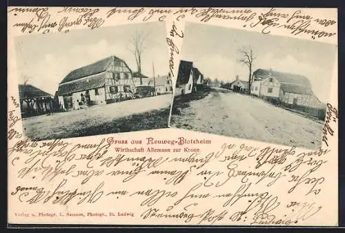 AK Neuweg-Blotzheim, Gasthaus Allemann zur Krone