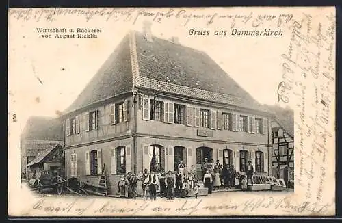 AK Dammerkirch, Gasthof u. Bäckerei von August Ricklin