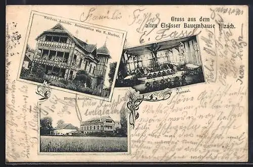 AK Illzach, Restaurant und Gasthaus zum alten Elsässer Bauernhaus, Inh. N. Hueber, Festsaal