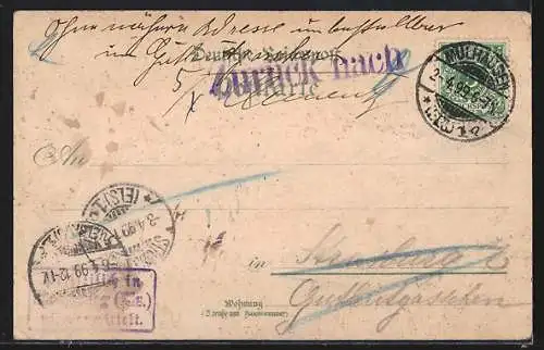 Lithographie Mülhausen i. El., Gasthof Spatenbräu, Inh. Leop. Graf., Colmarerstrasse